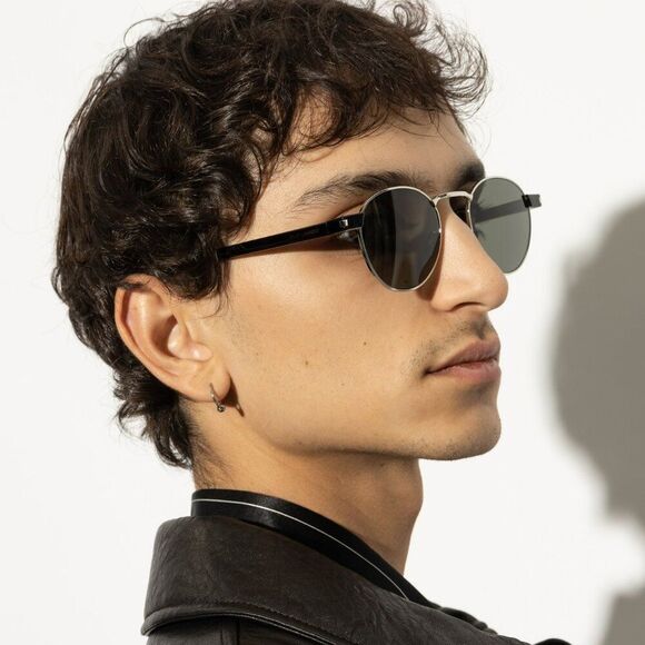 NEW Saint Laurent SL707 002 Gold Havana Green Oval Unisex Sunglasses - Picture 3 of 12